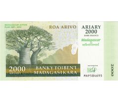 2 000 ariary/10 000 francs 2007 Madagaskar pamätná bankovka