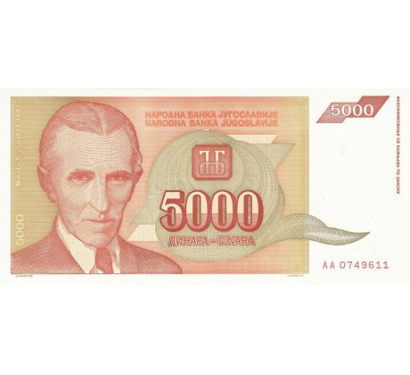 5 000 dinar 1993 Juhoslávia