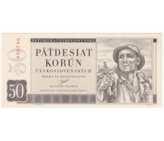 50 kčs 1950 B22 neperforovaná