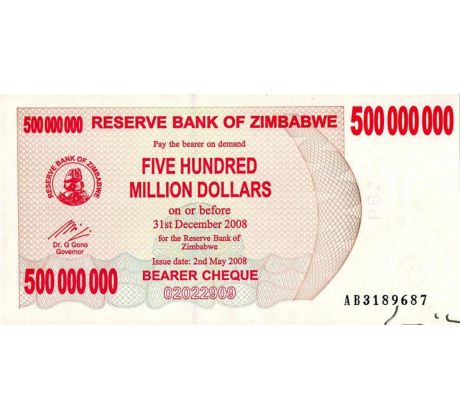 500 000 000 dollar 2008 Zimbabwe