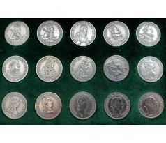 Sada 15 strieborných replík toliarov z obdobia Habsburgovci