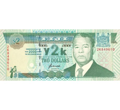 2 dollars 2000 Fidži pamätná bankovka