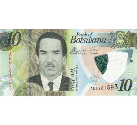 10 pula 2018 Botswana polymerová bankovka
