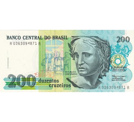 200 cruzeiros 1990 Brazília