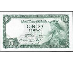 5 pesetas 1954 Španielsko