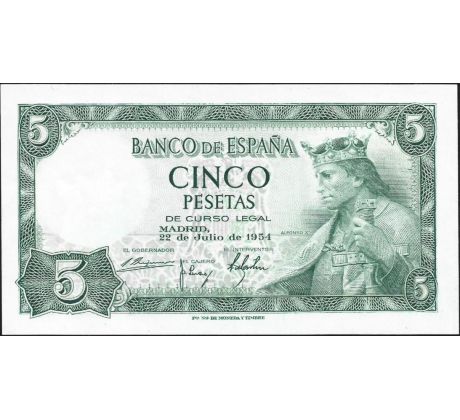 5 pesetas 1954 Španielsko
