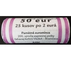 Banková rolka 2€ 2023 Pošta ťahanej koňmi na trase Viedeň – Bratislava