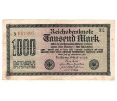 1 000 reichsbankovka 1922 Nemecko /02/