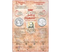 10€ 2020 Andrej Sládkovič+pamätný list PROOF