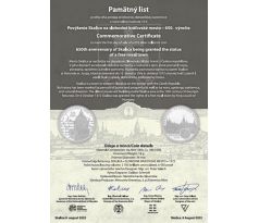 10 € 1922 Skalica PROOF+pamätný list