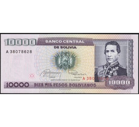 10 000 bolivianos /1 centavo 1987-95 Bolívia pretlač