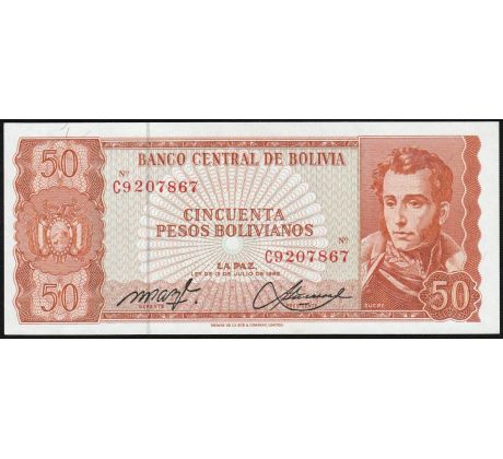 50 pesos bolivianos 1962 Bolívia