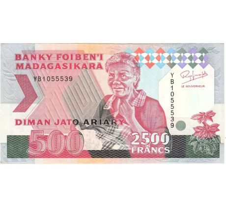 2 500 francs/ 500 ariary 1992-98 Madagaskar