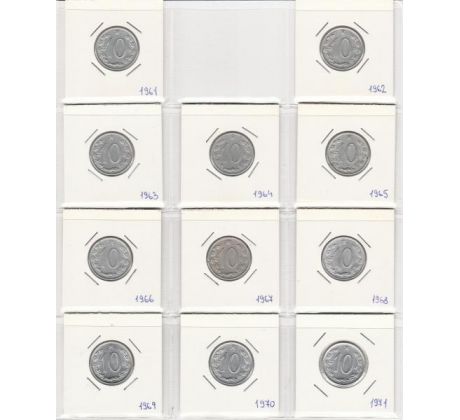 Kompletná sada 10 h 1961-71 nový znak