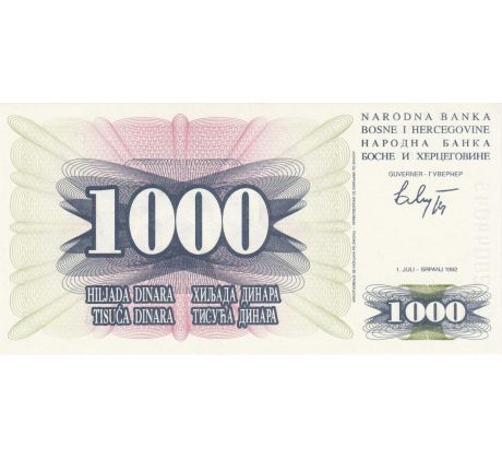 1 000 dinar 1992 Bosna a Hercegovina
