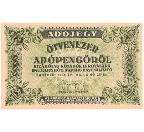 50 000 adópengő 1946 Maďarsko