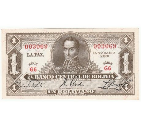 1 boliviano 1928 Bolívia /01/