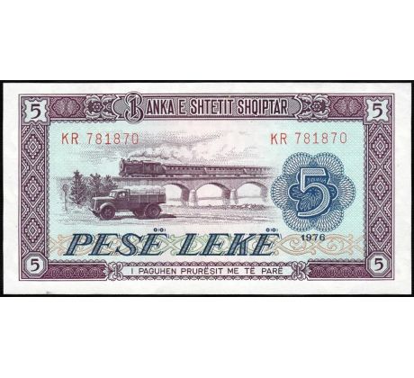5 leke 1964-76 Albánsko
