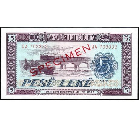 5 leke 1976 Albánsko specimen