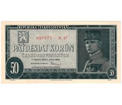 50 kčs 1948 A47 neperforovaná