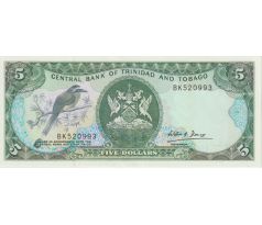 5 dollar 1985 Trinidad a Tobago čierné seriové číslo