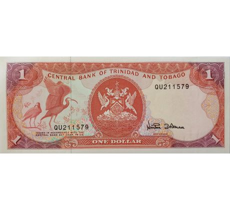 1 dollar 1985 Trinidad a Tobago čierne seriové číslo