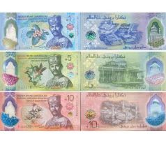 Sada 3 ks bankovky 2024 Brunej polymerové bankovky