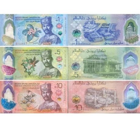 Sada 3 ks bankovky 2024 Brunej polymerové bankovky