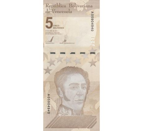 5 bolivar digitál 2021 Venezuela pamätná bankovka