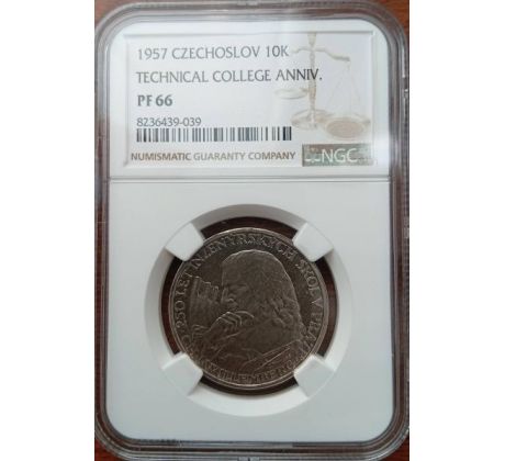 10 Kčs 1957 Inžinierska škola PROOF
