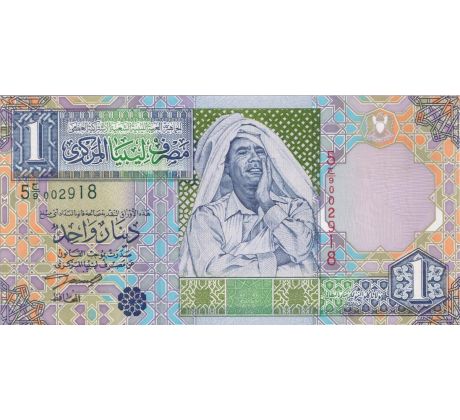 1 dinars 2002 Líbya Muammar Kaddáfí