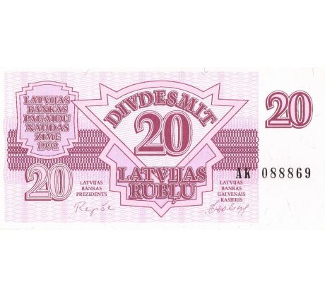 20 rubel 1992 Lotyšsko