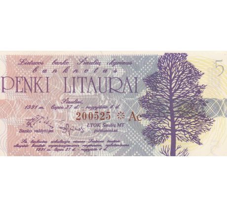 5 litauras 1991 Litva