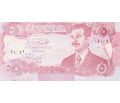 5 núdzový dinar 1992 Irak /02/ nesprávny orez bankovky