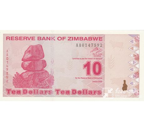 10 dolárov 2009 Zimbabwe