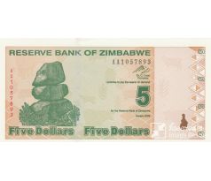 5 dolárov 2009 Zimbabwe