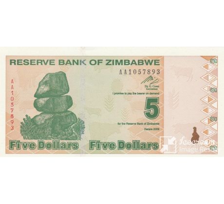 5 dolárov 2009 Zimbabwe