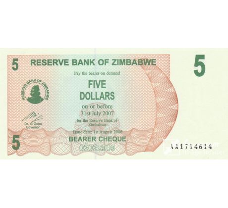 5 dolárov 2006 Zimbabwe