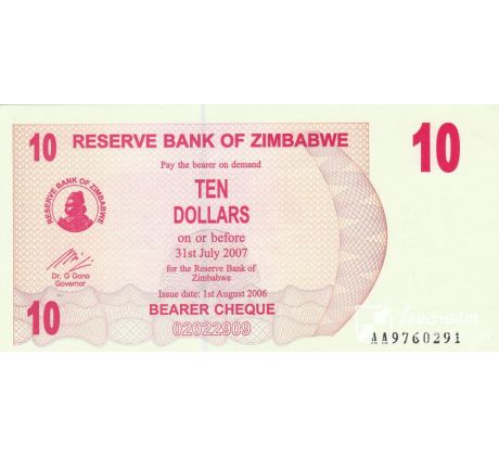 10 dolárov 2006 Zimbabwe