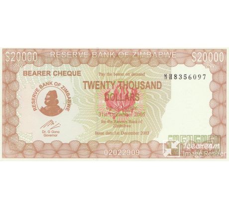 20 000 dolárov 2003 Zimbabwe