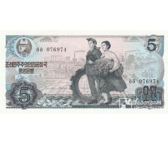 5 won 1986 Severná Korea modrá prítlač