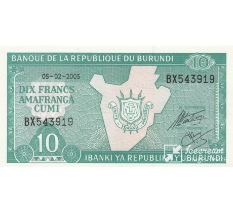 10 frankov 1981-2007 Burundi
