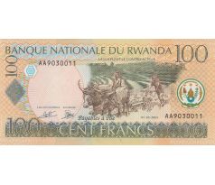 100 francs 2003 Rwanda text  len vo francúzštine