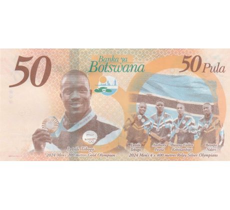 50 pula 2025 Botswana pamätná bankovka