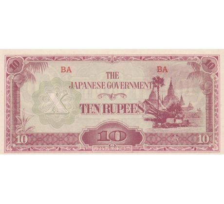 10 rupia 1942-44 Burma Nadvláda Japonsko