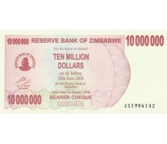 10 000 000 dollar 2008 Zimbabwe