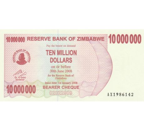 10 000 000 dollar 2008 Zimbabwe