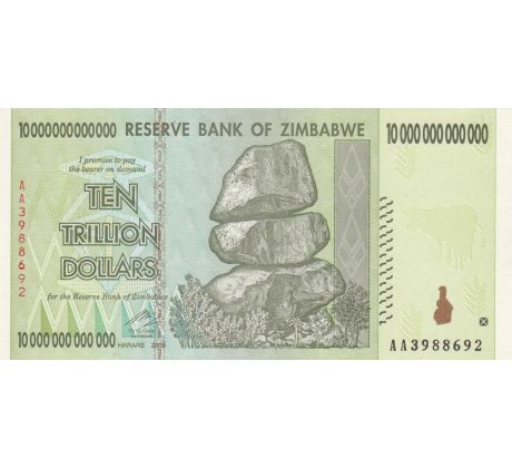 10 000 000 000 000 dollar 2008 Zimbabwe