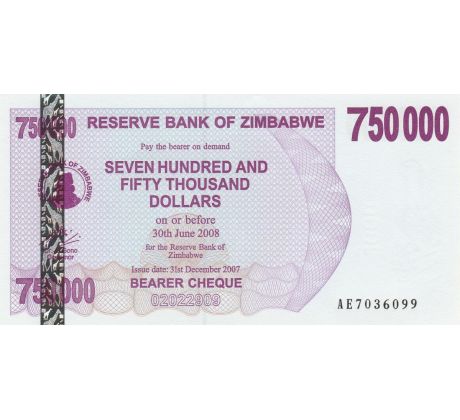 750 000 dollar 2007 Zimbabwe