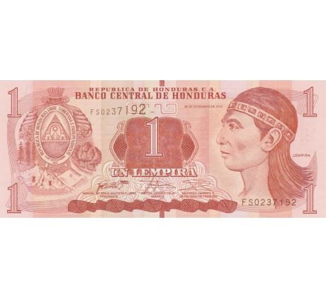 1 lempiras 2016 Honduras s vertikálnou značkou